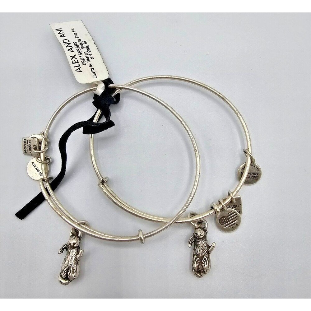 New w/Tag Alex and Ani Silver Sea Otter Bracelets (Set of 2)  MSRP: $48